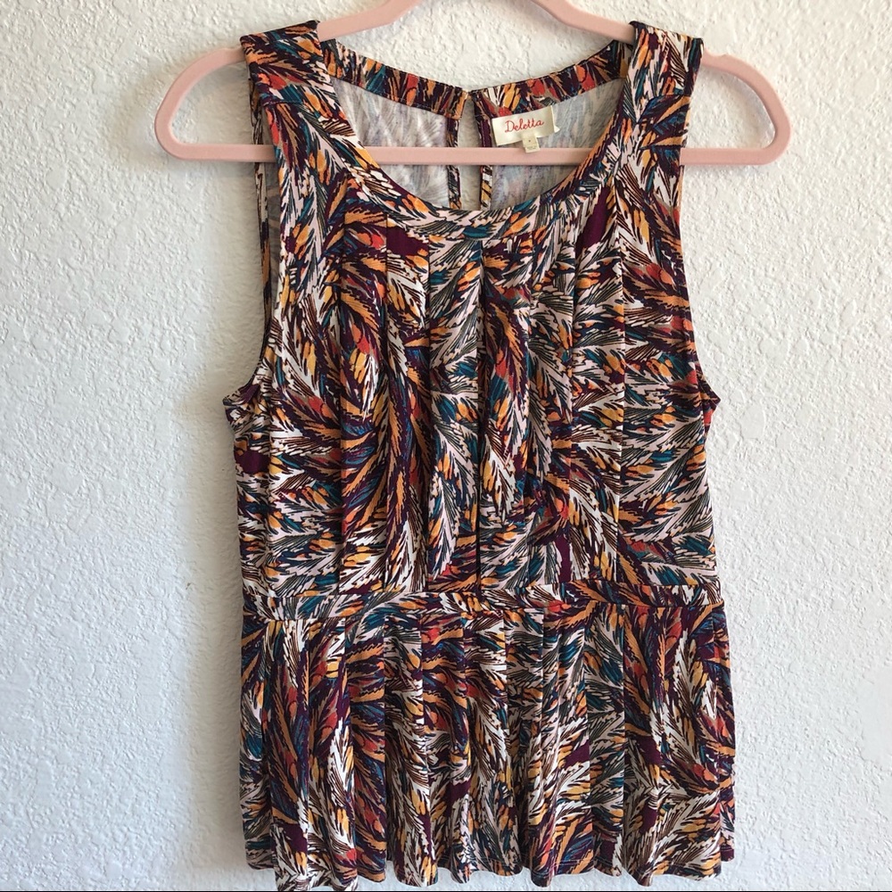 ANTHROPOLOGIE DELETTA Sleeveless Printed Blouse